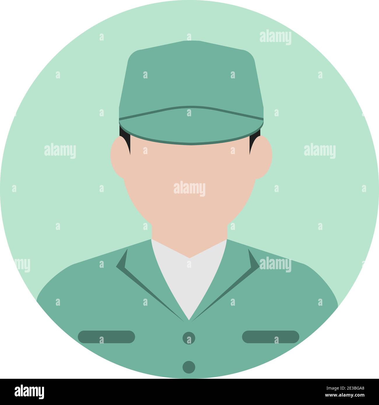 Illustration de l'icône représentant un employé circulaire (haut du corps) / employé de collier bleu, employé d'usine, concierge, agent d'entretien Illustration de Vecteur