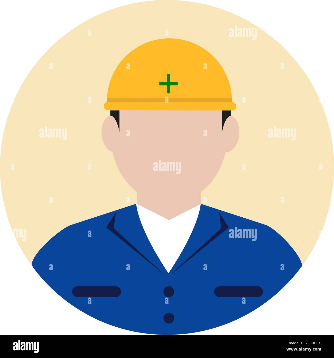 Illustration de l'icône représentant un employé circulaire (haut du corps) / ouvrier du col bleu, ouvrier de la construction Illustration de Vecteur
