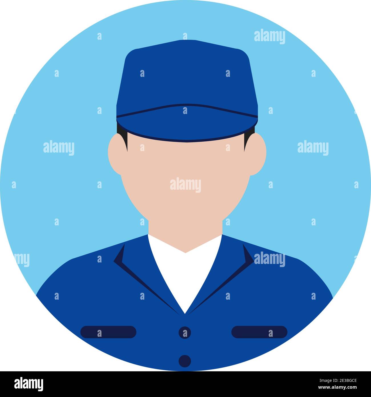 Illustration de l'icône représentant un employé circulaire (haut du corps) / employé de collier bleu, employé d'usine, concierge, agent d'entretien Illustration de Vecteur