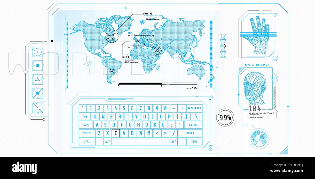 Conception de l'interface virtuelle du programme de protection des accès. Illustration de Vecteur