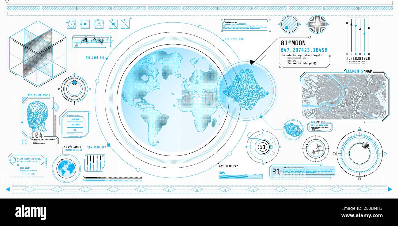 Ensemble d'éléments fins sur le sujet de la recherche planétaire. Illustration de Vecteur