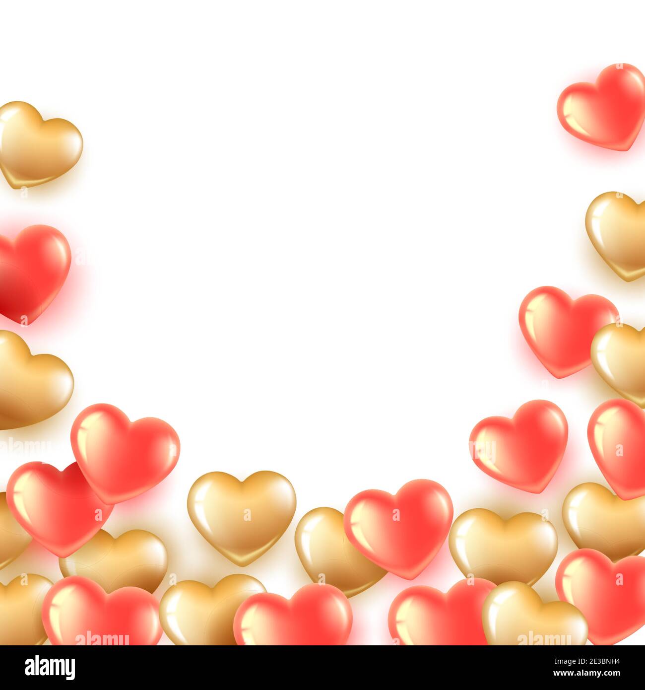 bannière avec ballons en forme de coeur rose et or. Les bulles volent de bas en haut. Illustration romantique pour la Saint-Valentin et les femmes internationales Illustration de Vecteur