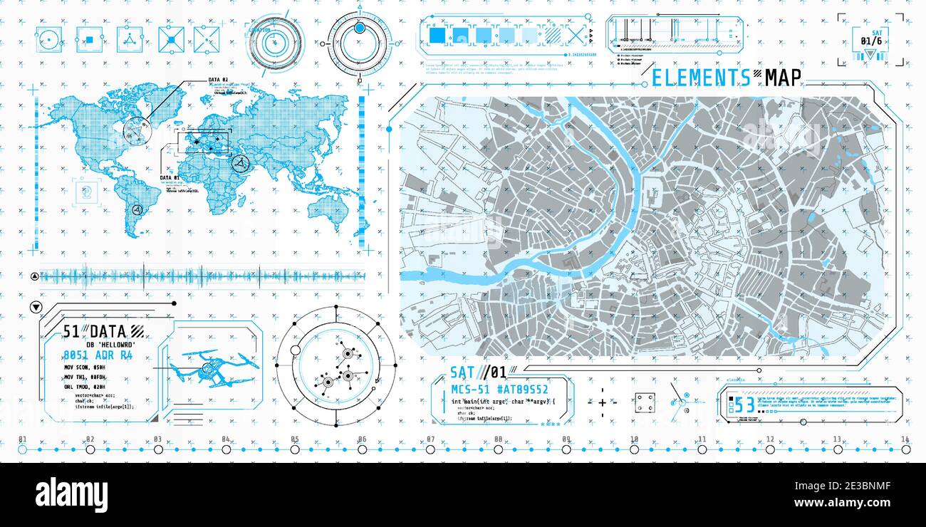 Ensemble d'éléments fins sur la rubrique recherche de carte. Illustration de Vecteur