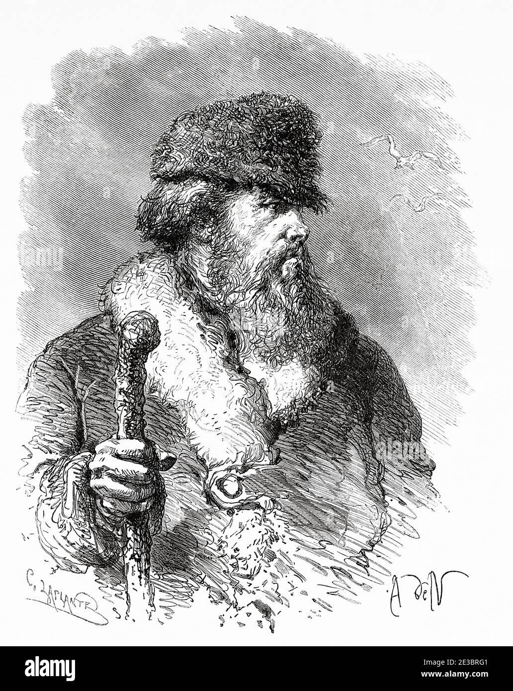 Pilote russe, Russie. Ancienne illustration de gravure, Voyage à la Russie libre 1869 par William Hepworth Dixon Banque D'Images