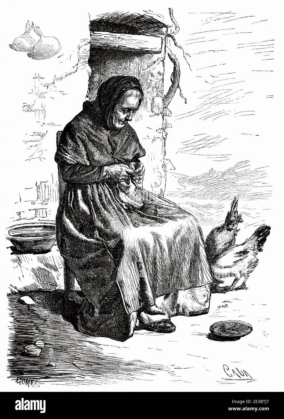 Paysan du nord de la Catalogne. Espagne, Europe. Illustration gravée du XIXe siècle, El Mundo en la Mano 1878 Banque D'Images