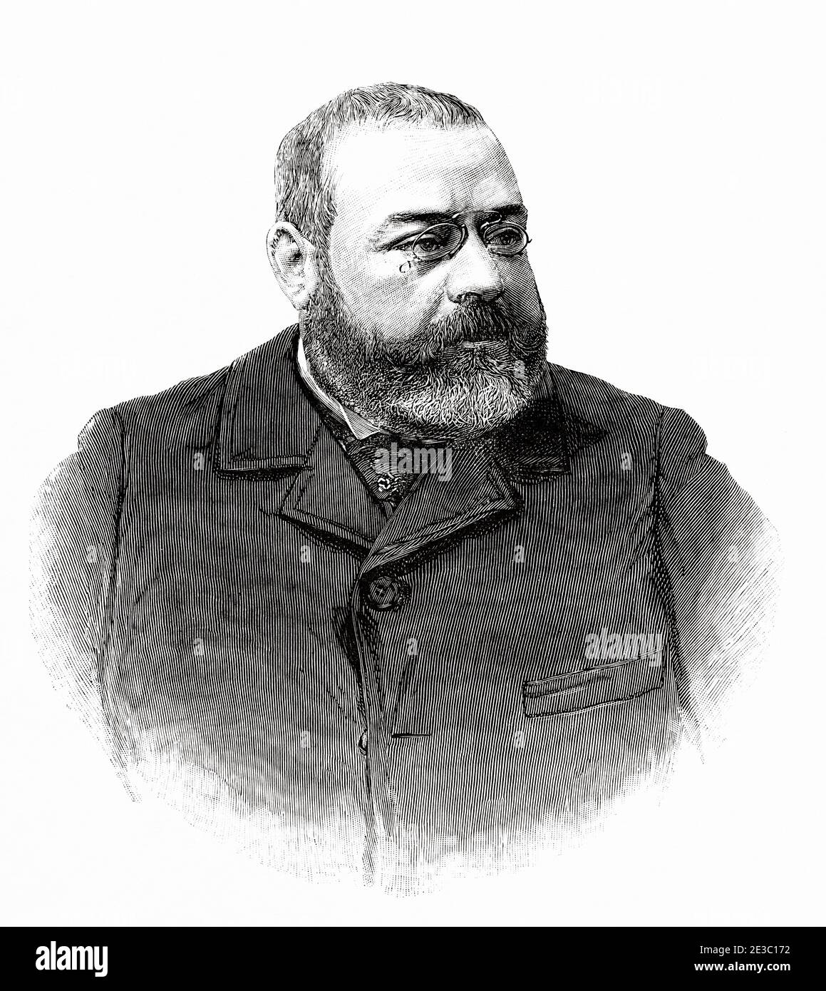 José Feliu et Codina (1845-1897) écrivain, dramaturge, journaliste et écrivain espagnol catalan, lié au réalisme. Auteur dramatique. Espagne, Europe. De la Ilustracion Española y Americana 1895 Banque D'Images