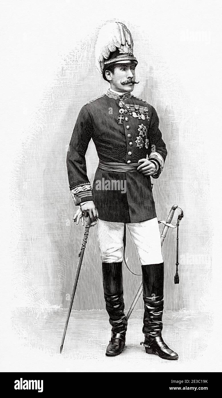 Ramón Echagüe y Méndez de Vigo (Madrid 1852 - Madrid 1917) était un militaire espagnol et un homme politique, directeur général de la Garde civile et ministre de la guerre. De la Ilustracion Española y Americana 1895 Banque D'Images