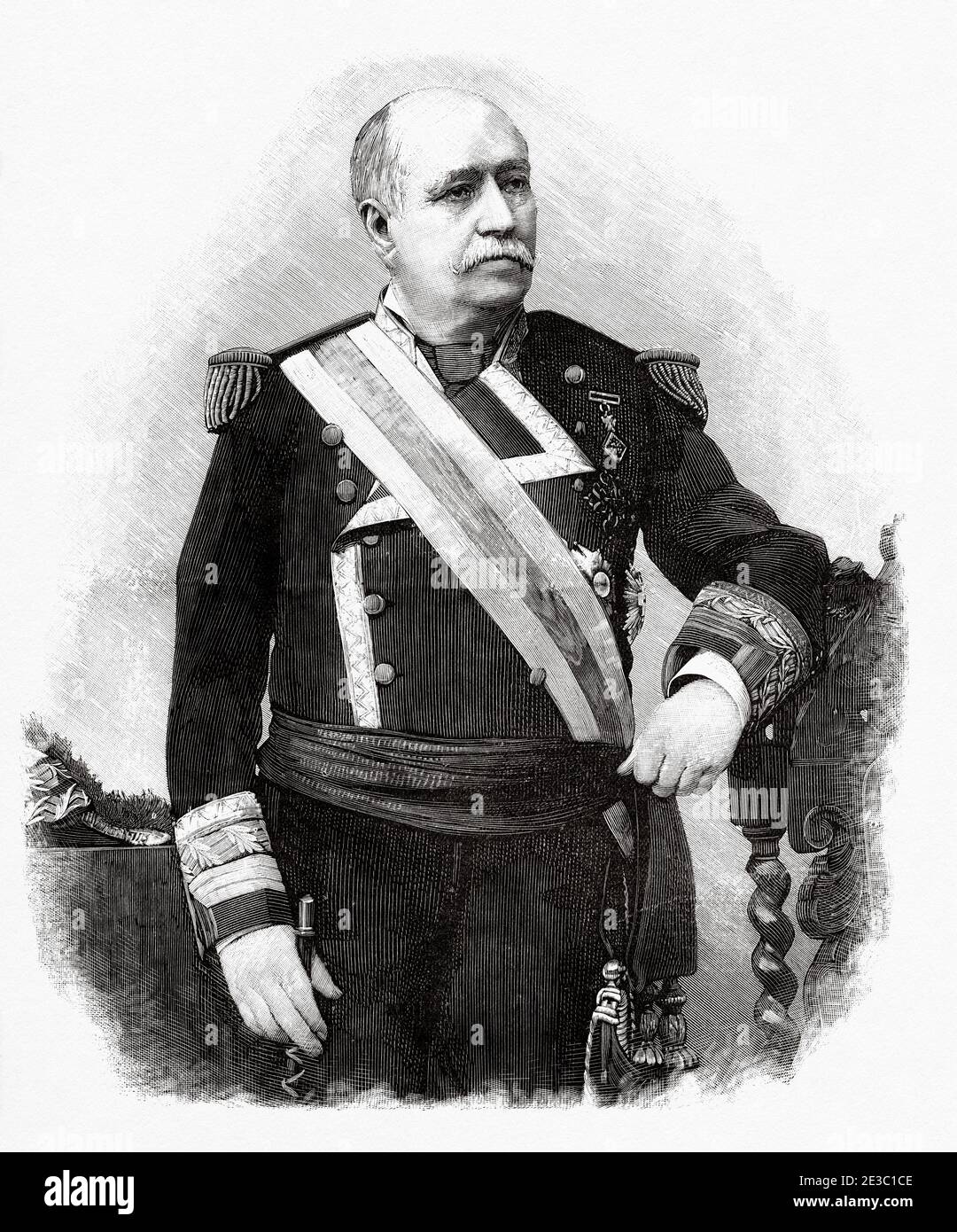 Manuel Delgado y Parejo (Puente Genil 1828 - la Havane 1895) militaire espagnol, major général de l'équipe méditerranéenne, commandant de la Marine de la gare de la Havane. De la Ilustracion Española y Americana 1895 Banque D'Images