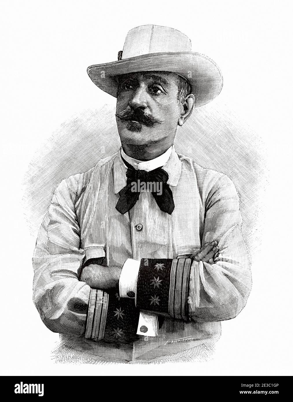 Francisco de Borja Canella y Secades (Oviedo 1847 - Cordoba 1906) était un officier militaire espagnol de premier plan dans la guerre de Cuba. Espagne, Europe. De la Ilustracion Española y Americana 1895 Banque D'Images