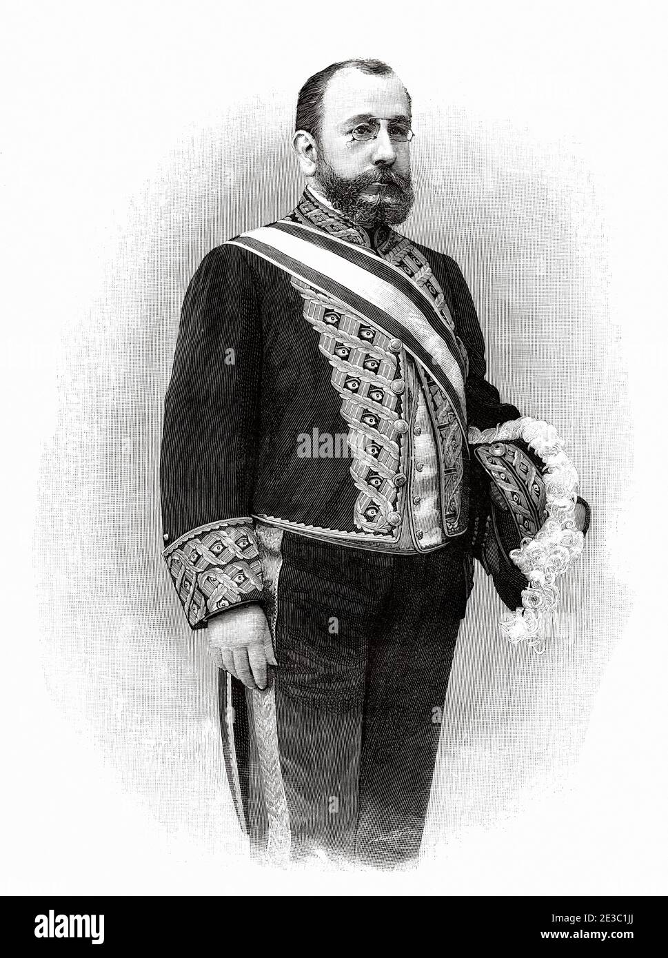 Tomás Castellano y Villarroya (Saragosse 1850 - Madrid 1906) était un politicien espagnol, ministre d'outre-mer pendant la régence de María Cristina de Habsburgo-Lorena et du Trésor pendant le règne d'Alfonso XIII De la Ilustracion Española y Americana 1895 Banque D'Images