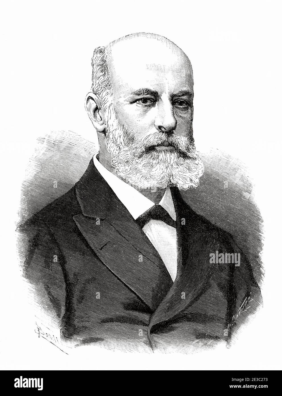 Portrait de Fermín de Lasala y Collado (San Sebastián 1832 - Madrid 1918) duke consort de Manda y Villanueva et grande d'Espagne jure uxoris, politicien espagnol, ministre des travaux publics, Duque de Manda, ambassadeur d'Espagne à Paris. Illustration gravée de la Ilustracion Española y Americana datant du XIXe siècle 1890 Banque D'Images