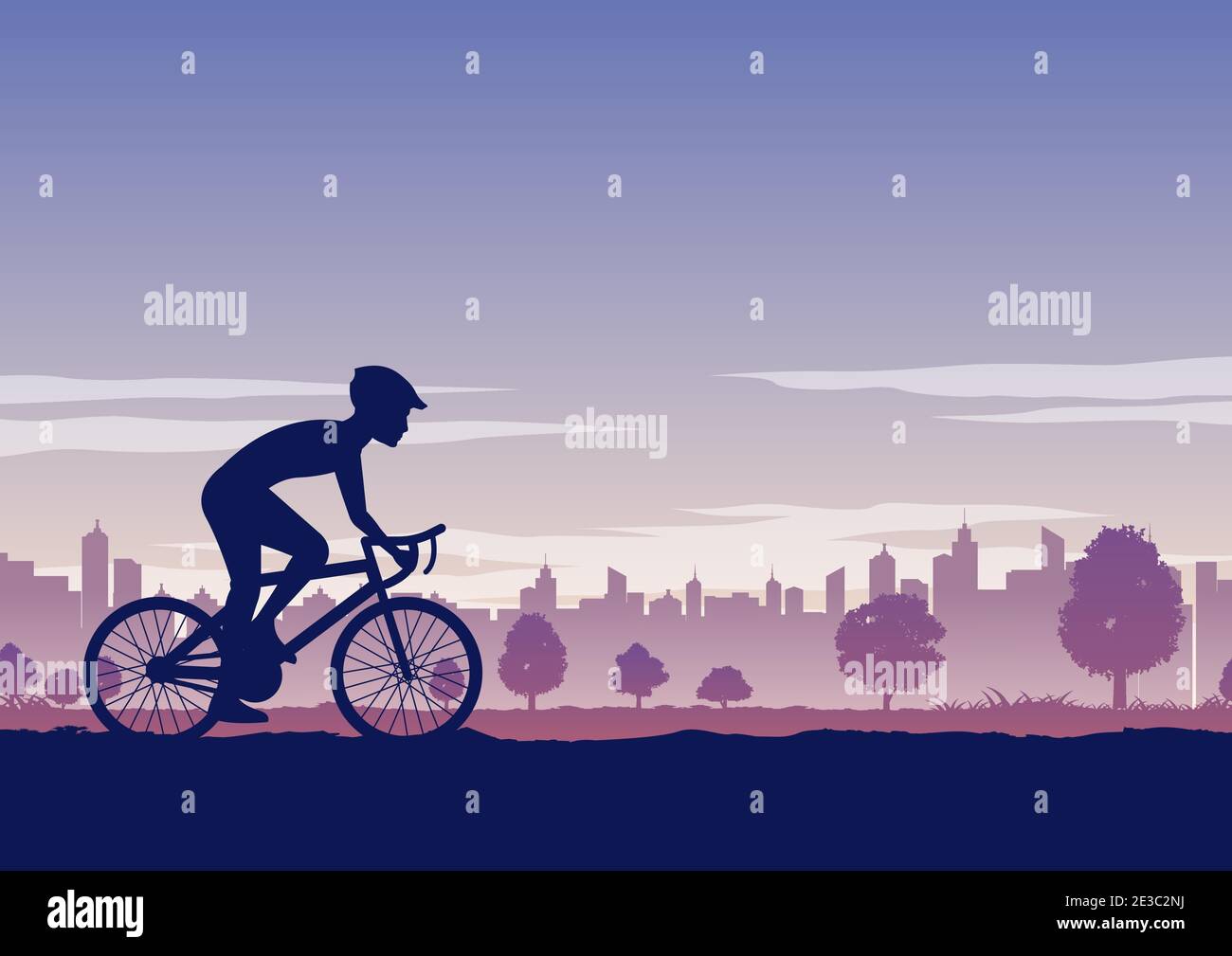 Silhouette des activités des personnes s'exerçant avec le vélo passe le parc Illustration de Vecteur