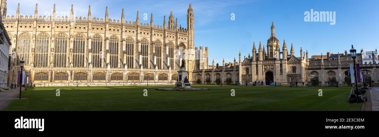 Vue panoramique du King's College de Cambridge, fondé par le roi Henry VI en 1441 Banque D'Images