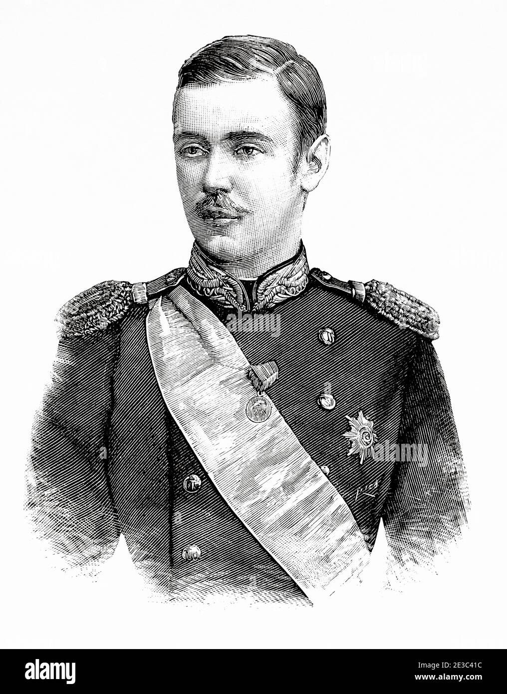 Portrait du prince russe George Alexandrovitch Yurovsky (1872 - 1913) Russie. Illustration gravée de la Ilustracion Española y Americana datant du XIXe siècle 1894 Banque D'Images