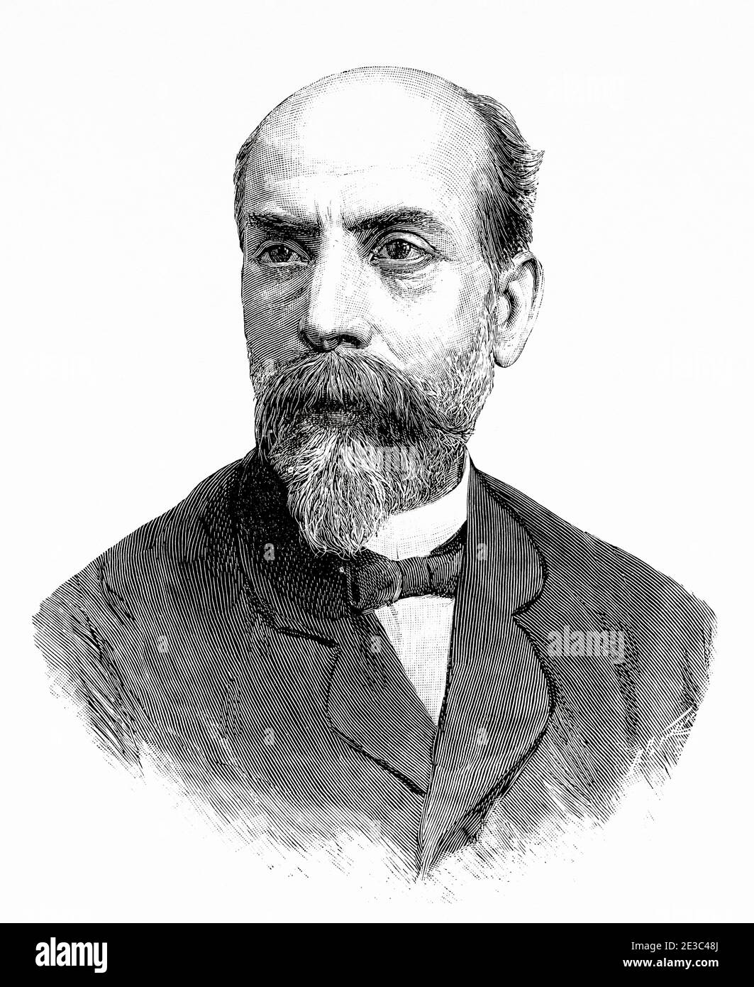 Portrait de Lorenzo Casanova Ruiz (Alcoy 1844 - Alicante 1900) est un peintre espagnol du 19ème siècle, Espagne. Illustration gravée de la Ilustracion Española y Americana datant du XIXe siècle 1894 Banque D'Images