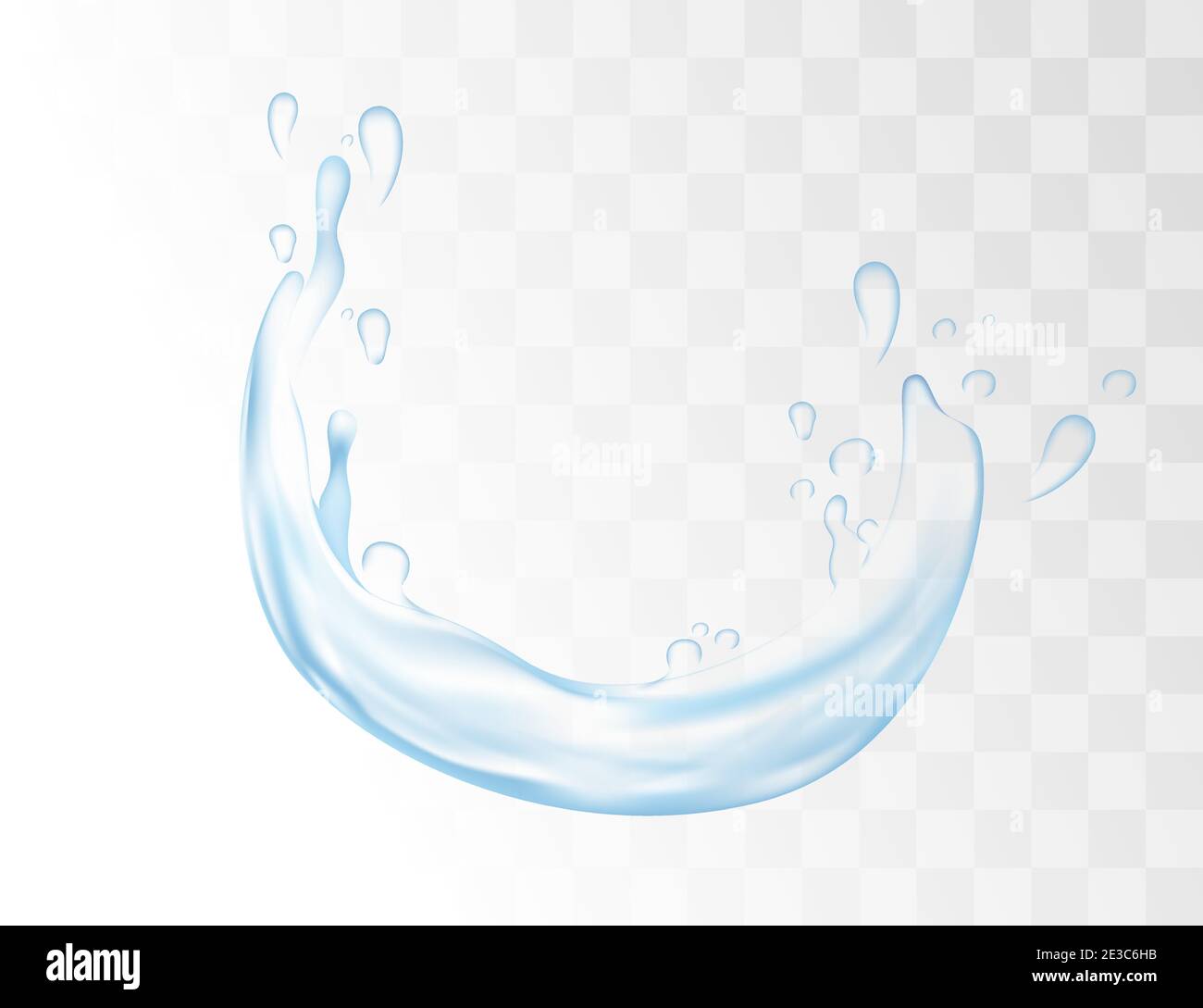 Éclaboussures d'eau bleu transparent avec gouttes sur le vecteur d'arrière-plan transparent illustration réaliste Illustration de Vecteur