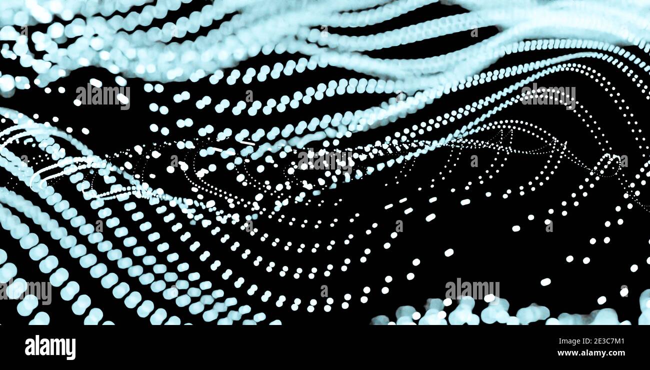 Concept de visualisation Big Data maillage filaire points wave 3d rendu illustration Banque D'Images
