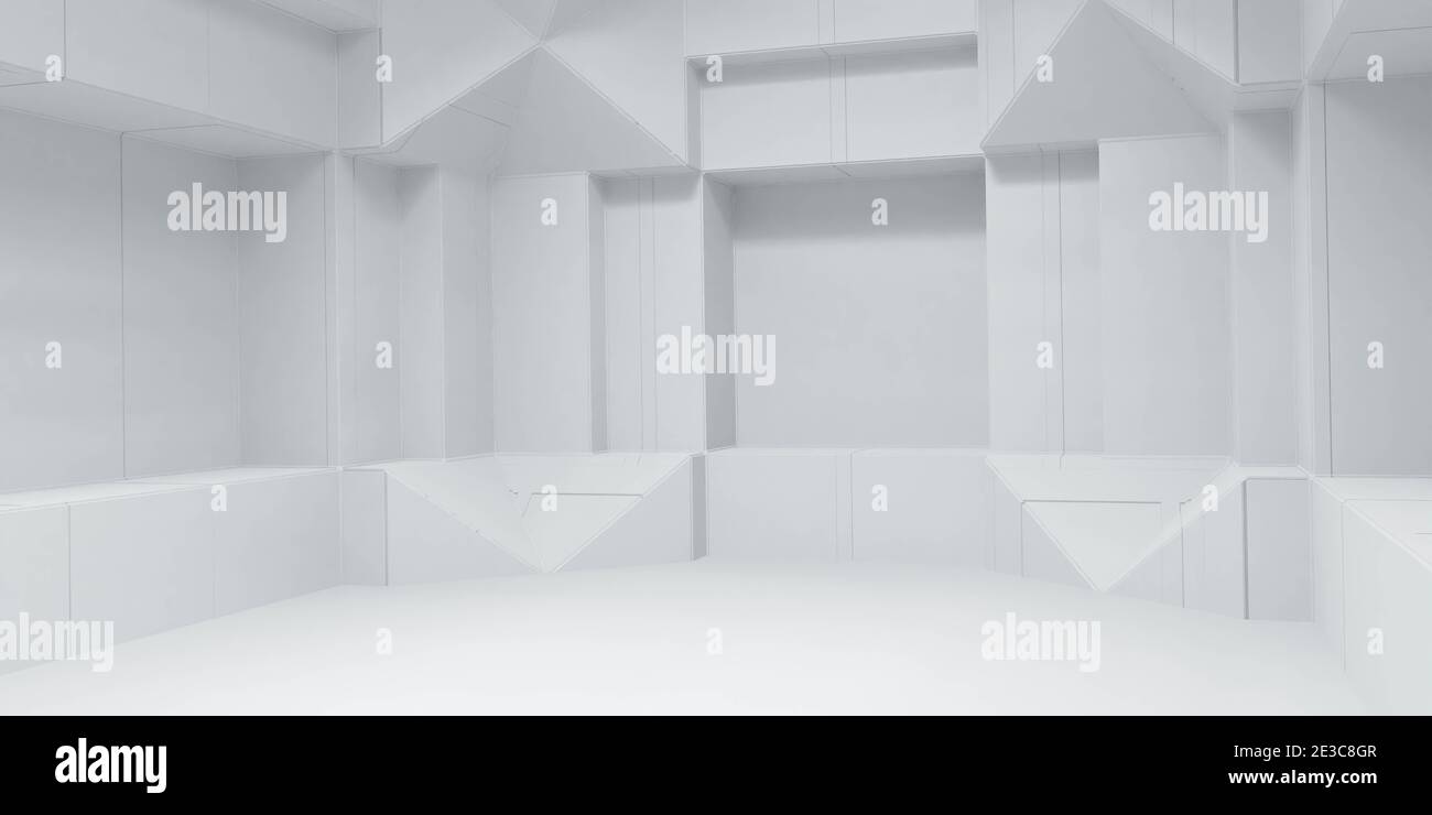 salle blanche abstraite minimaliste bâtiment intérieur géométrie simple rendu 3d illustration Banque D'Images