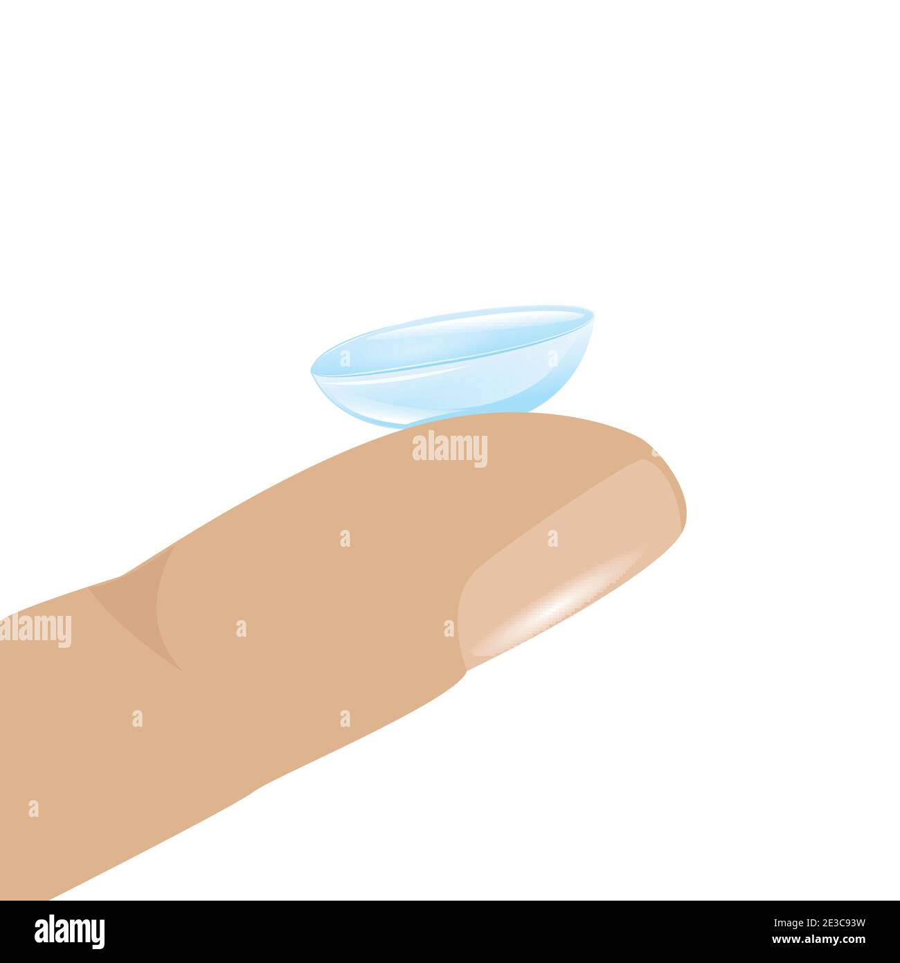 Lentille de contact sur le doigt isolée sur l'illustration vectorielle blanche EPS10 Illustration de Vecteur
