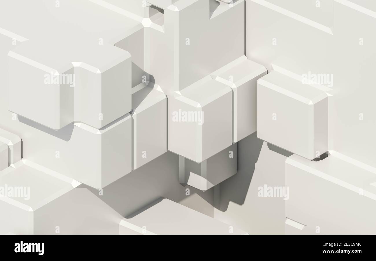 arrière-plan du fond d'écran de l'illustration de rendu 3d des cubes blancs abstraits Banque D'Images
