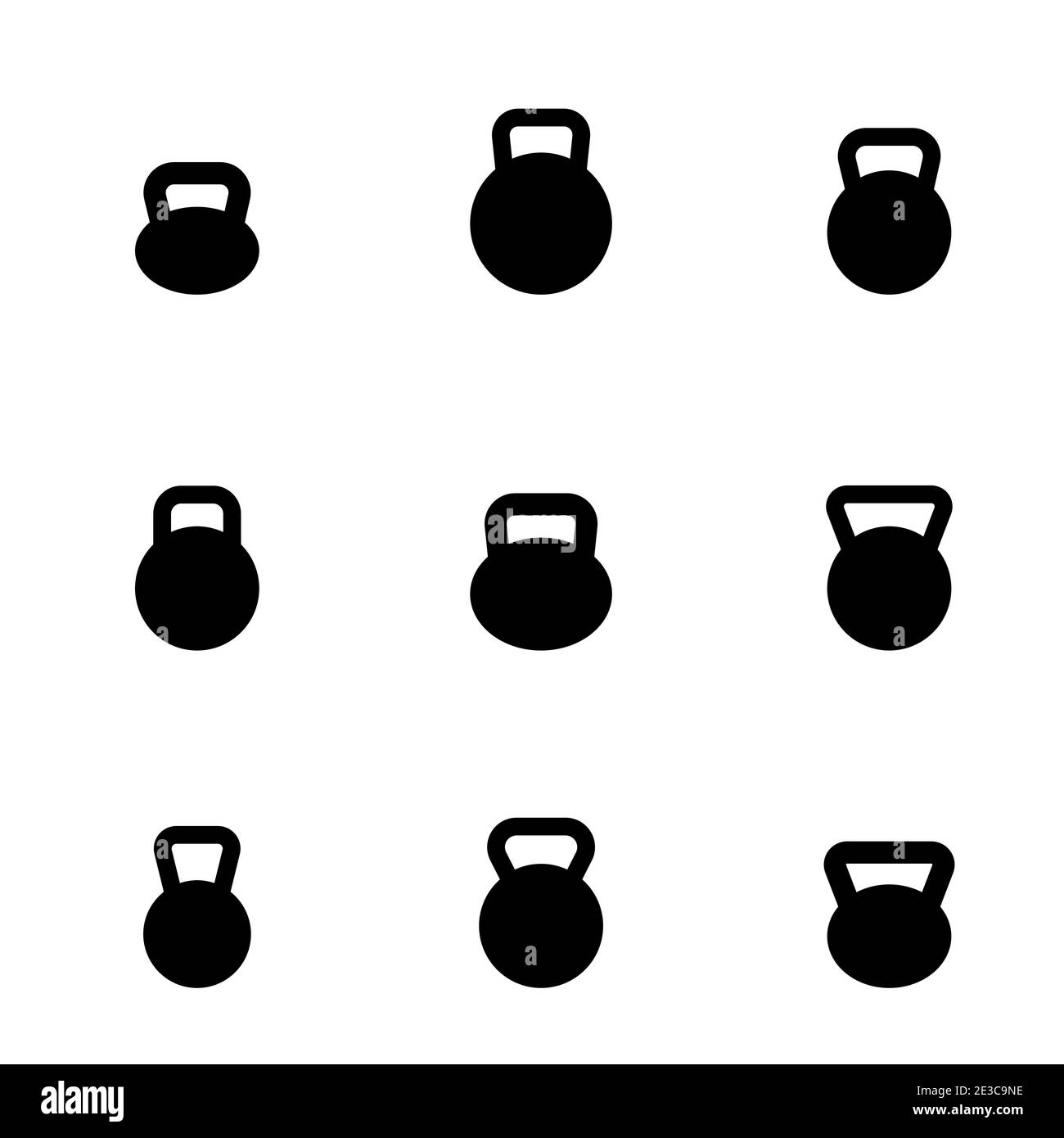 Définir des icônes noires de kettlebells isolées sur fond blanc, illustration vectorielle. Illustration de Vecteur