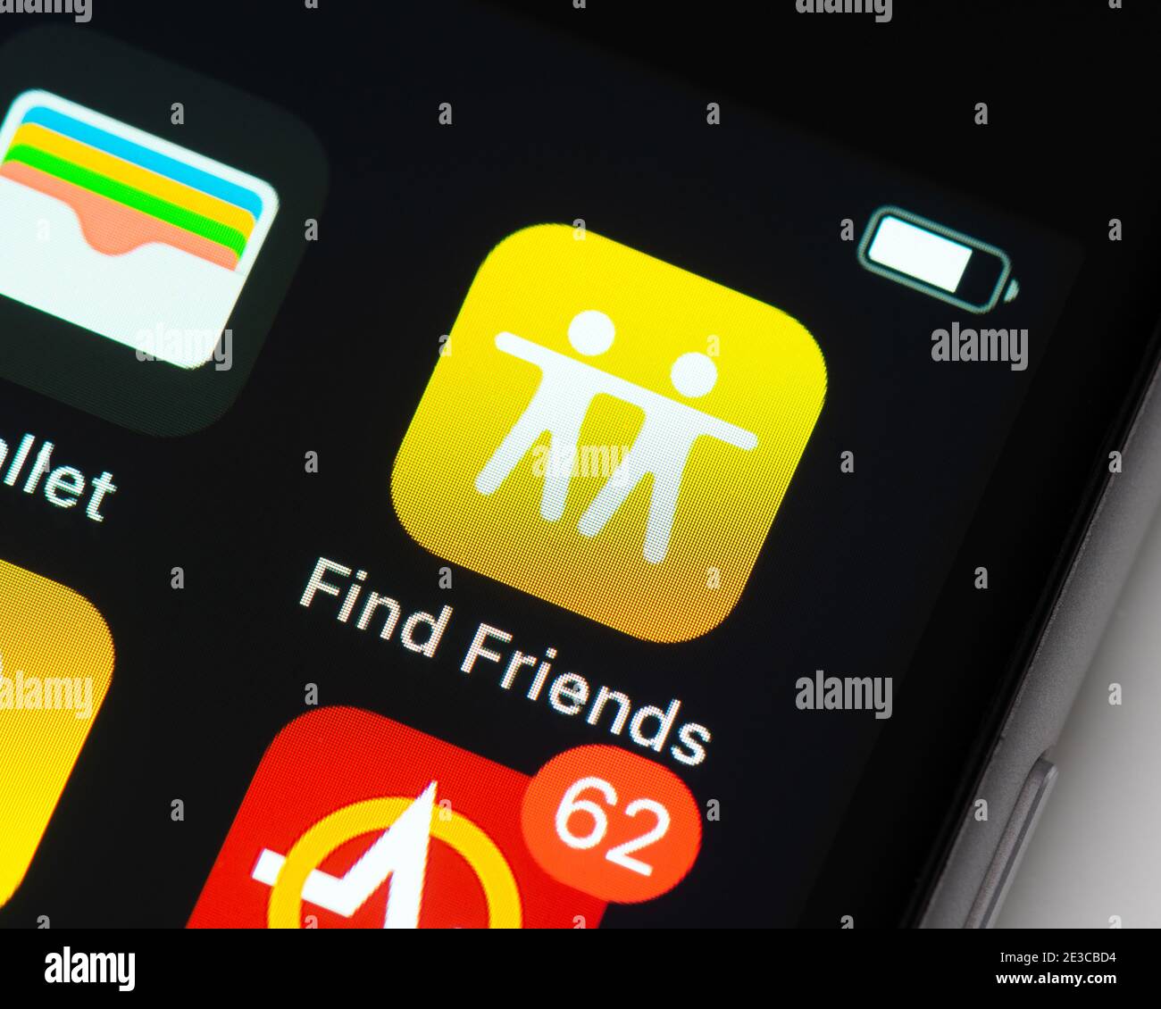 Icône de l'application localiser mes amis sur l'écran iPhone d'Apple Banque D'Images