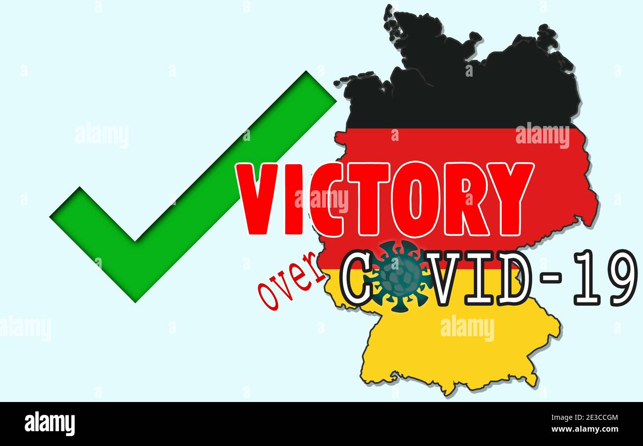 illustration du rendu 3d de la victoire sur COVID-19 avec carte de l'Allemagne Banque D'Images