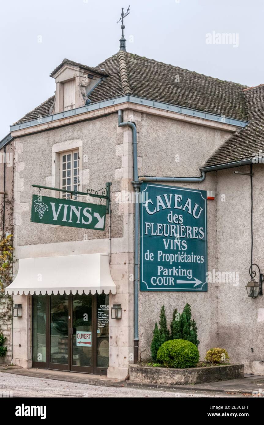 Caveau des Fleurieres vins dans nuits St Georges, France. Banque D'Images