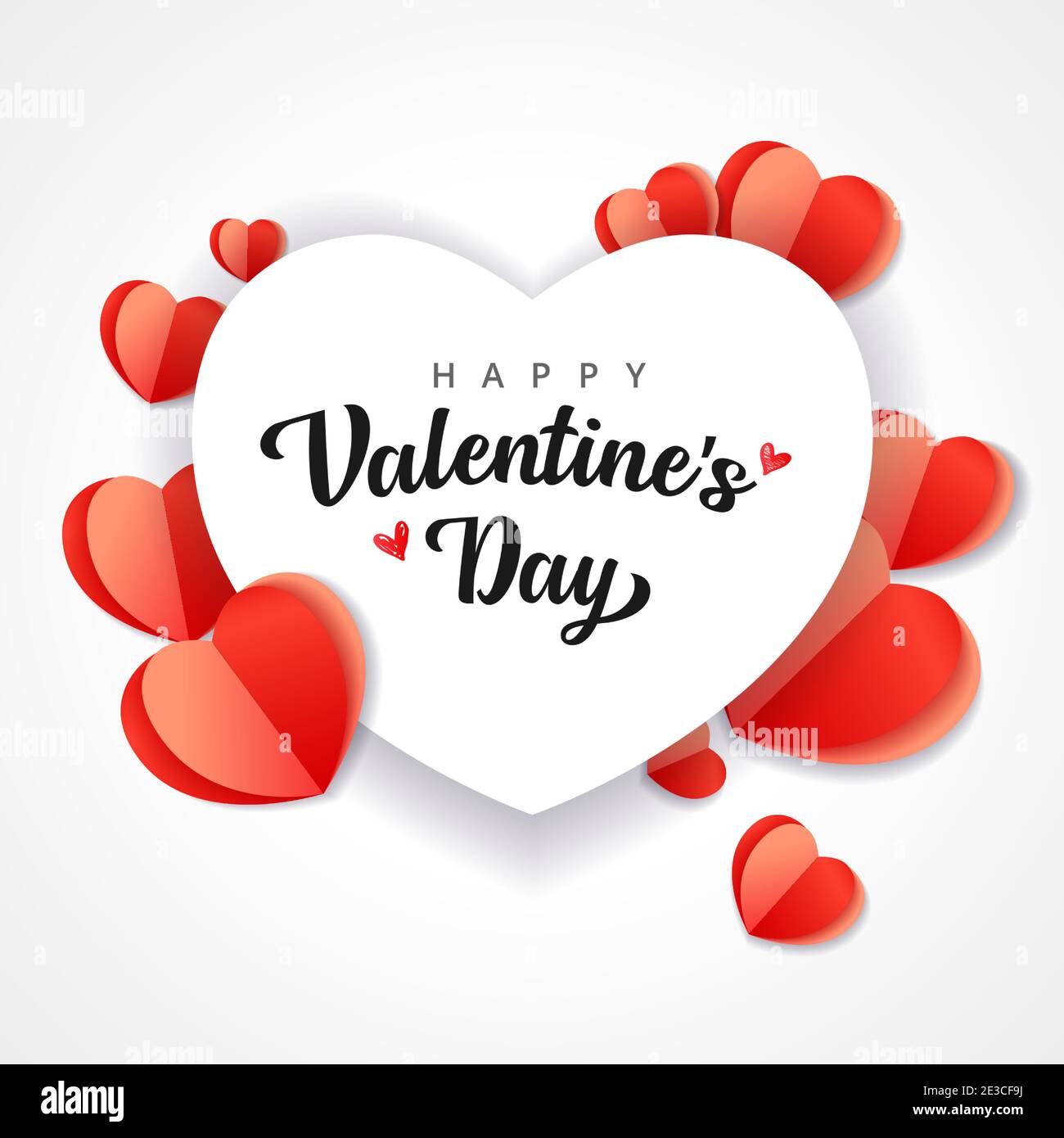 Joyeux Saint Valentin, arrière-plan abstrait avec coeur en papier découpé. J'aime la forme d'origami rouge isolée sur fond blanc pour le jour de la Saint Valentin, mariage Illustration de Vecteur