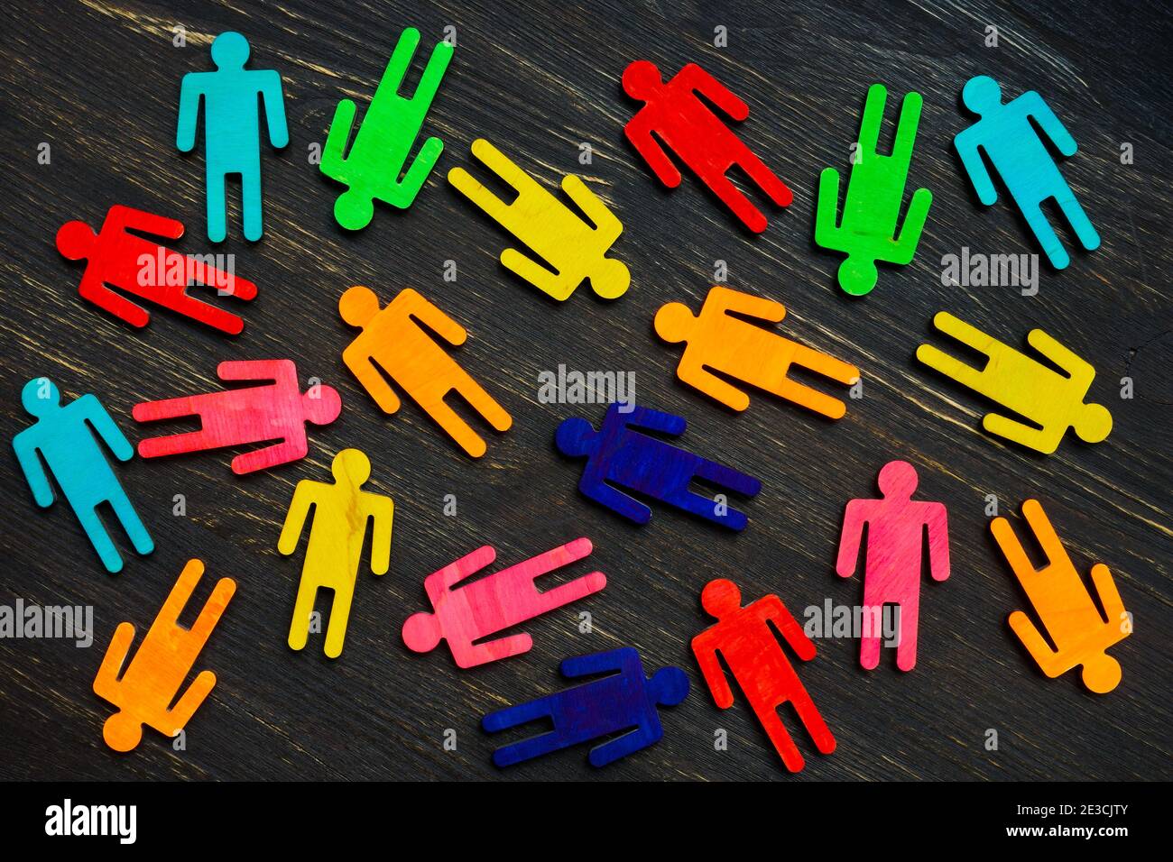 Des figures colorées comme arrière-plan. Concept de diversité et d'inclusion. Banque D'Images