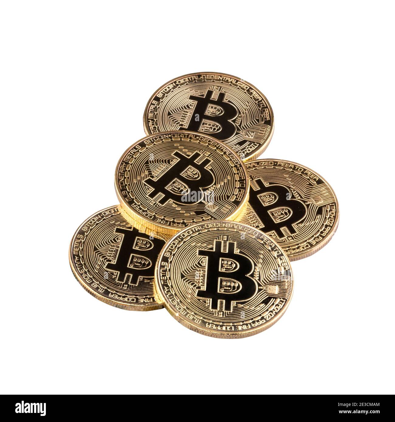Bitcoin isolé sur fond blanc.conception conceptuelle pour la technologie de crypto-monnaie et d'investissement d'argent. Banque D'Images