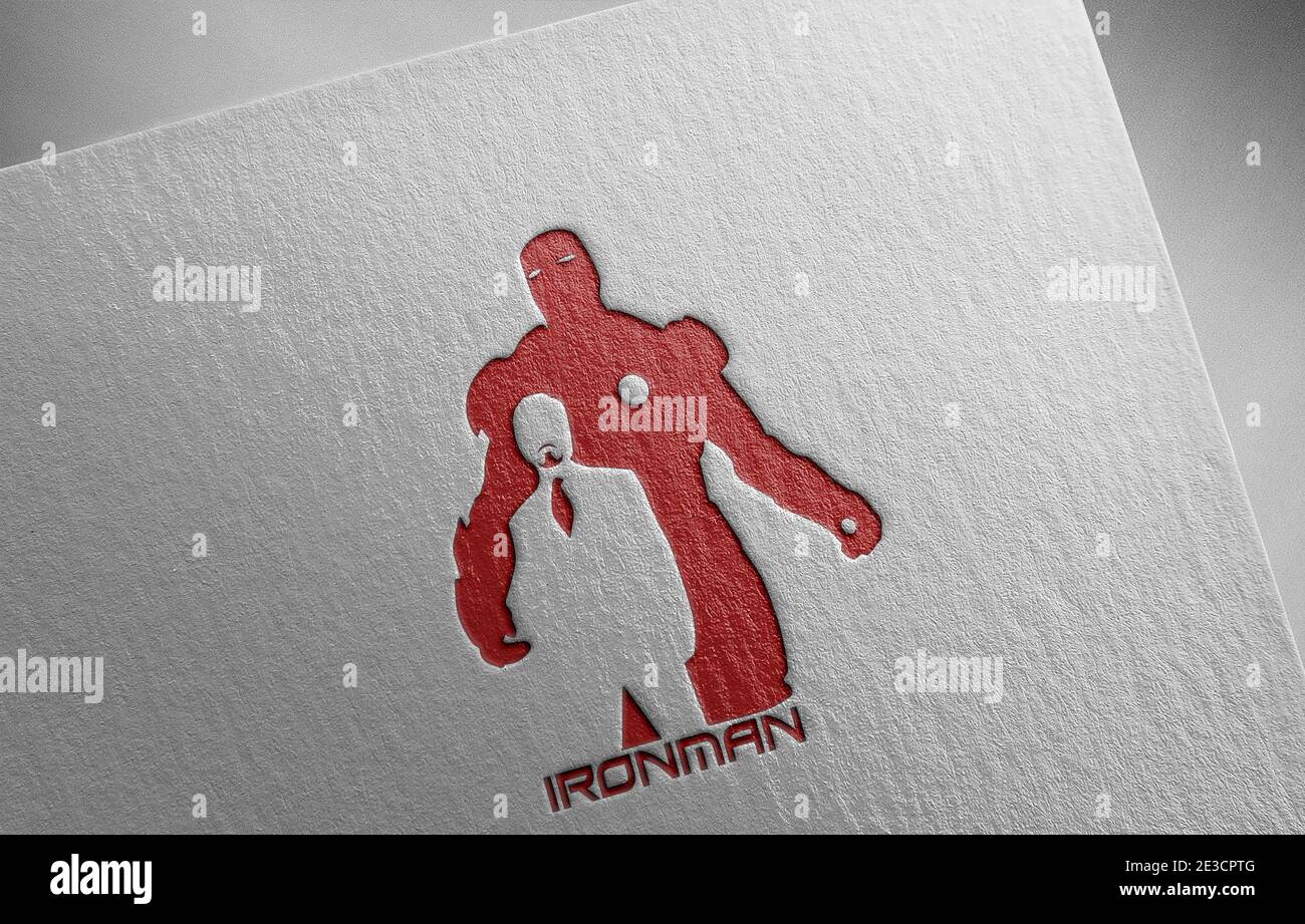 illustration de la texture en papier du logo iron man Banque D'Images