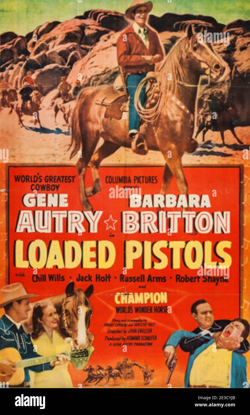 CHARGÉ DE PISTOLETS 1948 film Columbia Pictures avec Gene Autry Banque D'Images