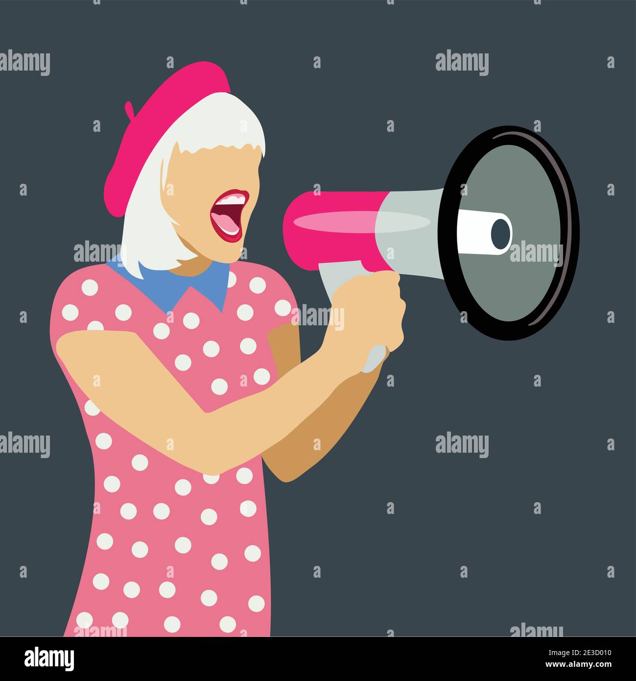 Une jeune femme parle dans un mégaphone. Stock illustration vecteur Illustration de Vecteur