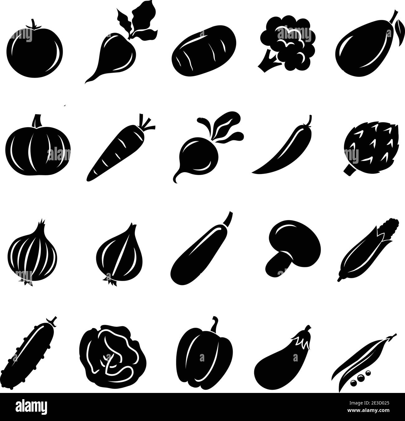 Illustration de la silhouette vectorielle de différents légumes Illustration de Vecteur