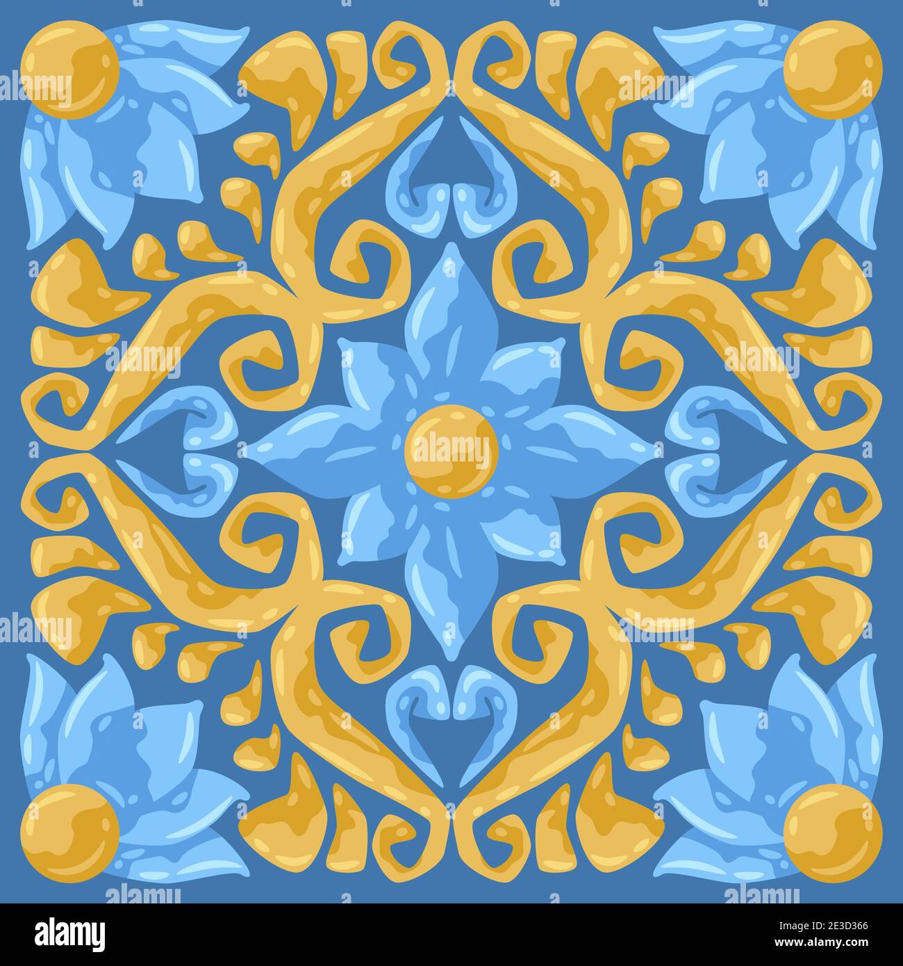 Motif carreaux de céramique avec fleurs. Illustration de Vecteur