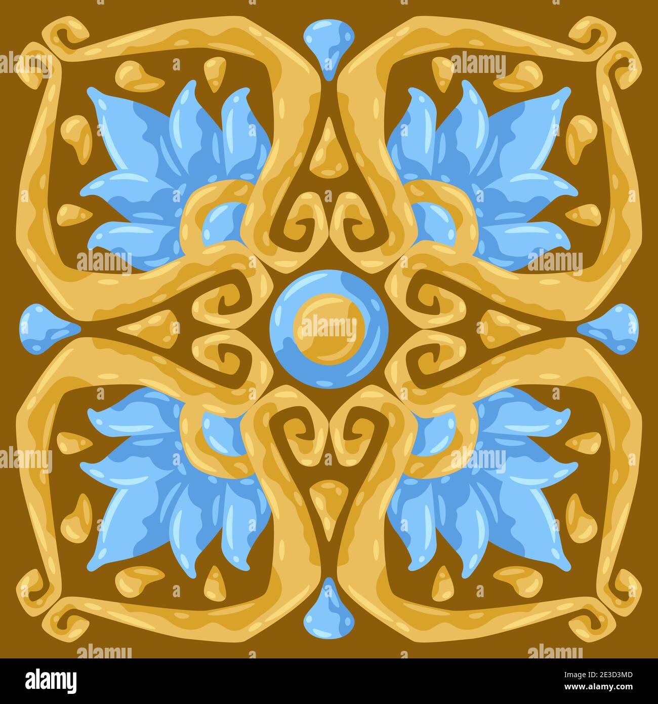 Motif carreaux de céramique avec fleurs. Illustration de Vecteur