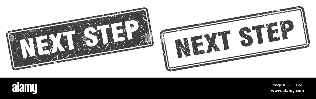 affiche carrée de l'étape suivante. mise en place de l'affiche de grunge de l'étape suivante Illustration de Vecteur