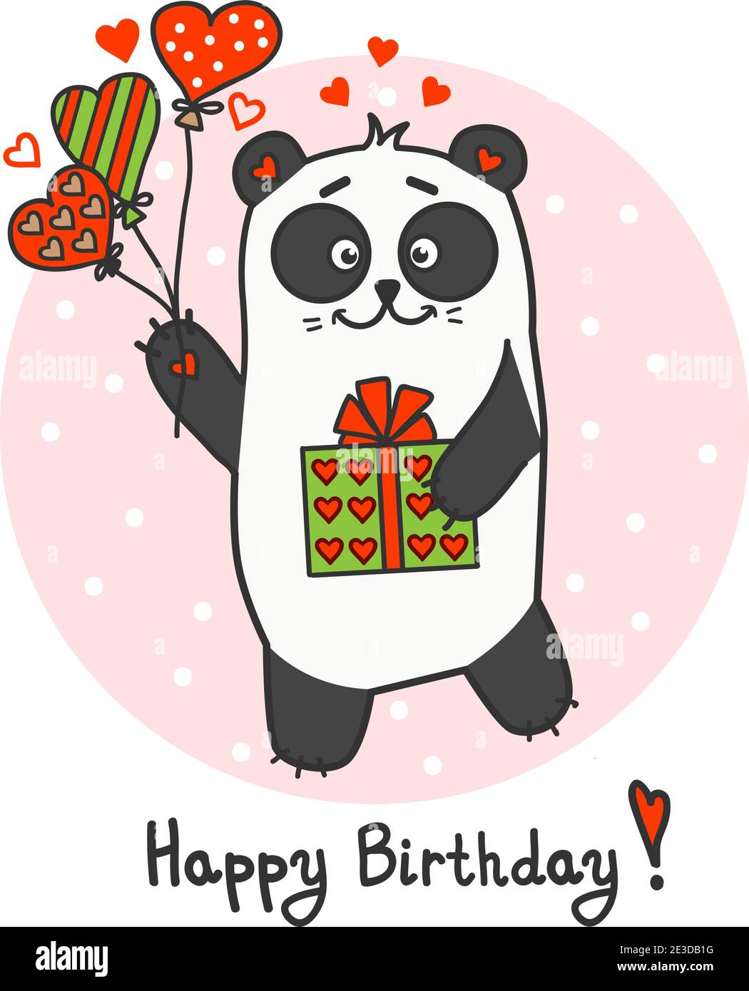 Carte De Voeux Pour Joyeux Anniversaire Avec Petit Panda Mignon Image Vectorielle Stock Alamy