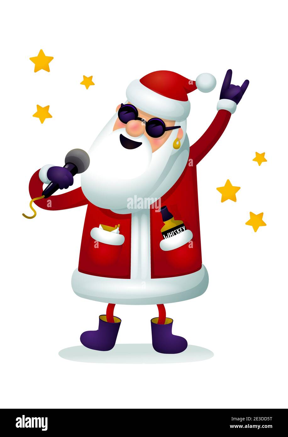 Roc-n-roll personnage du Père Noël. Chant Père Noël - rock star avec  microphone isolé sur fond blanc Image Vectorielle Stock - Alamy