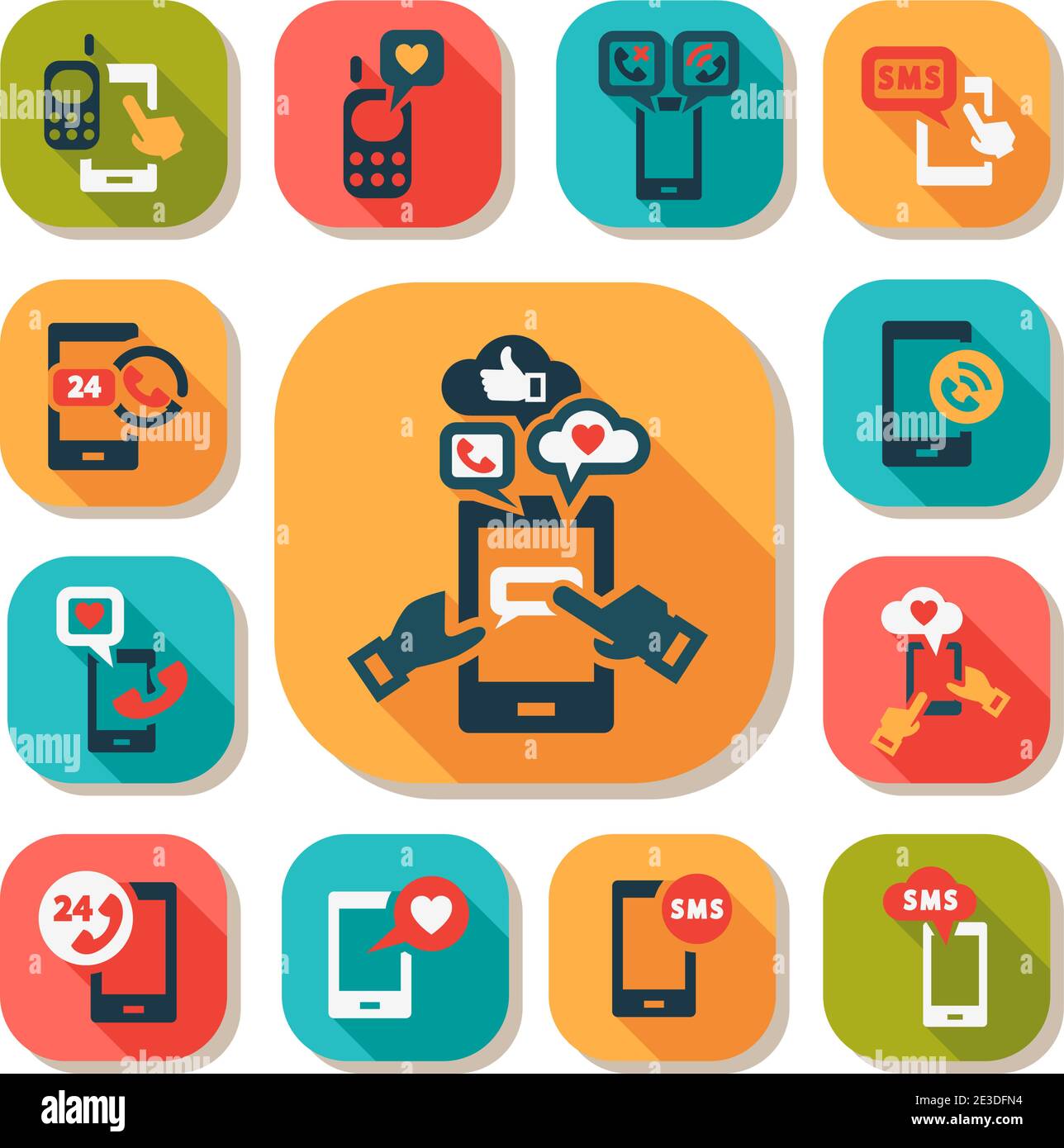 Ensemble élégant d'icônes de téléphone à écran plat Vector. Illustration de Vecteur