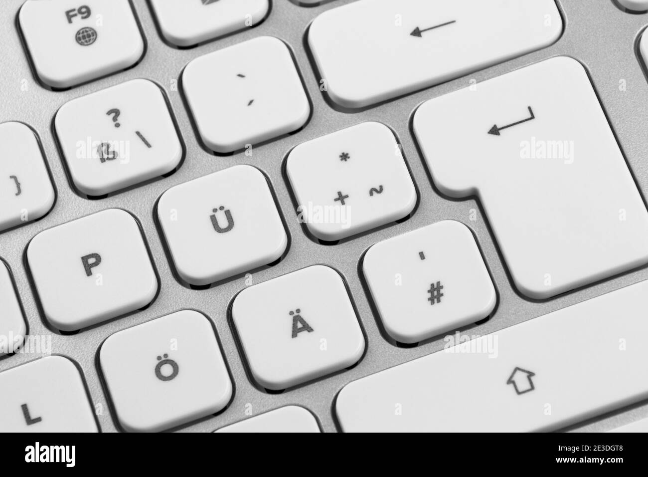 Gros plan sur le clavier d'ordinateur allemand Banque D'Images