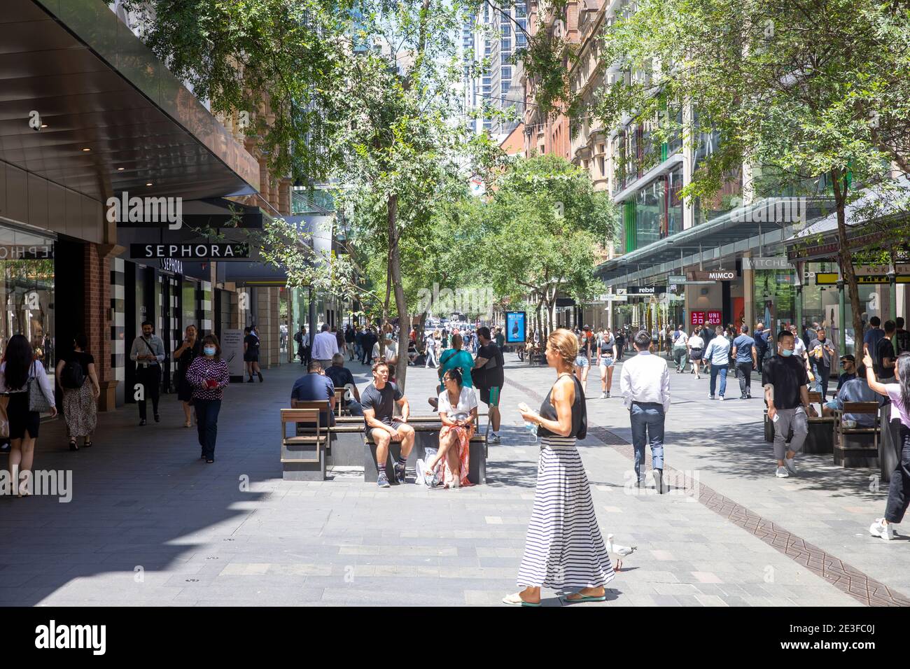 Quartier commerçant de Pitt Street à Sydney pendant le Covid 19 Pandémie,Sydney,Australie Banque D'Images
