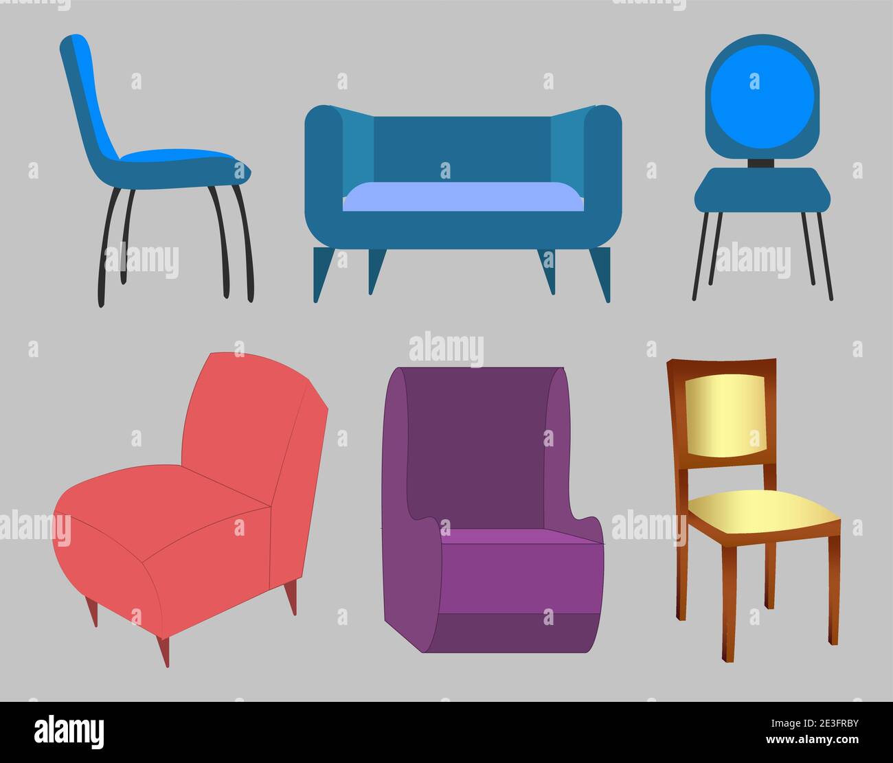 Ensemble de chaises colorées illustration design élégant Illustration de Vecteur