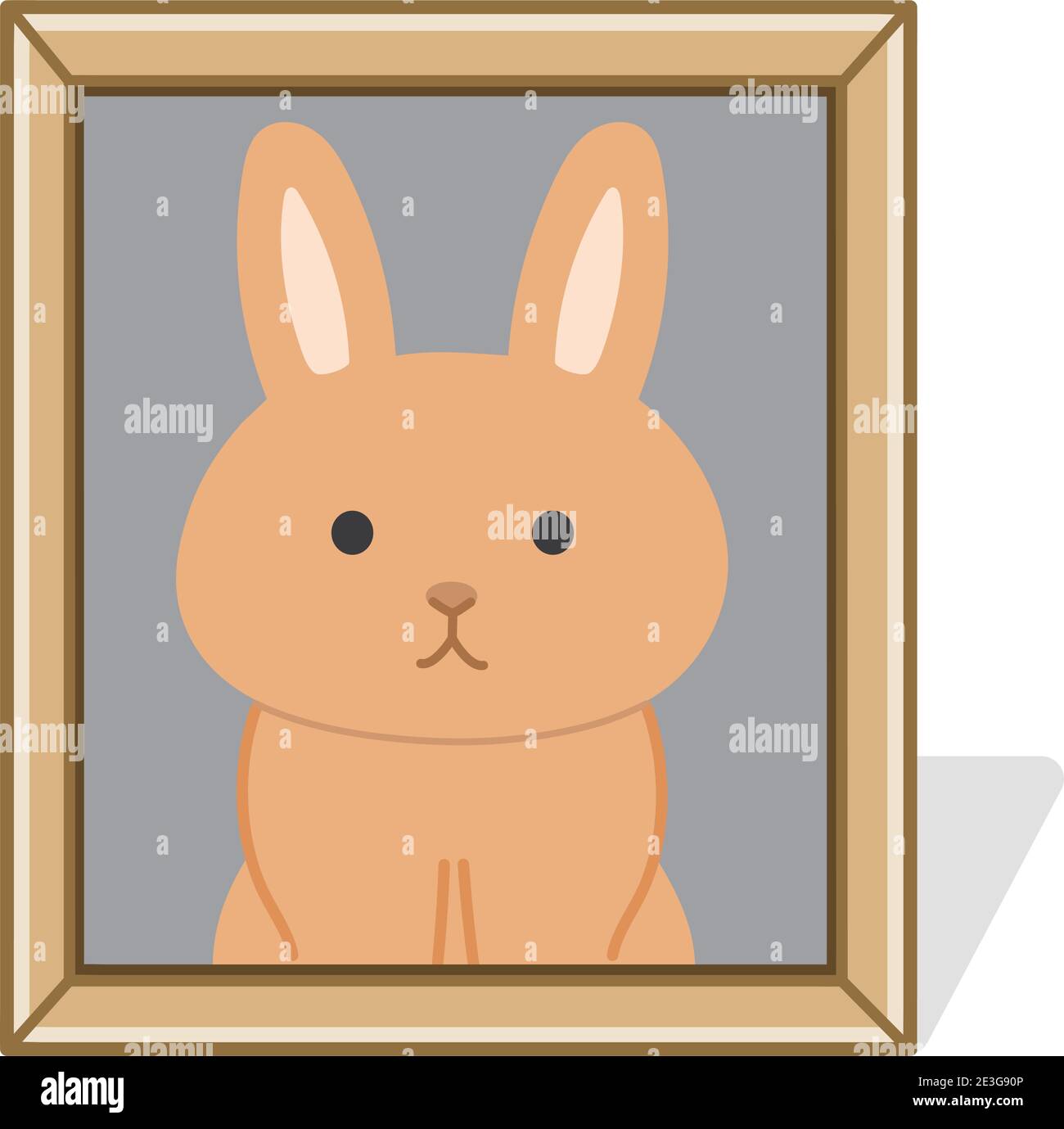 Cadre photo d'un lapin brun décédé. Illustration vectorielle isolée sur fond blanc. Illustration de Vecteur