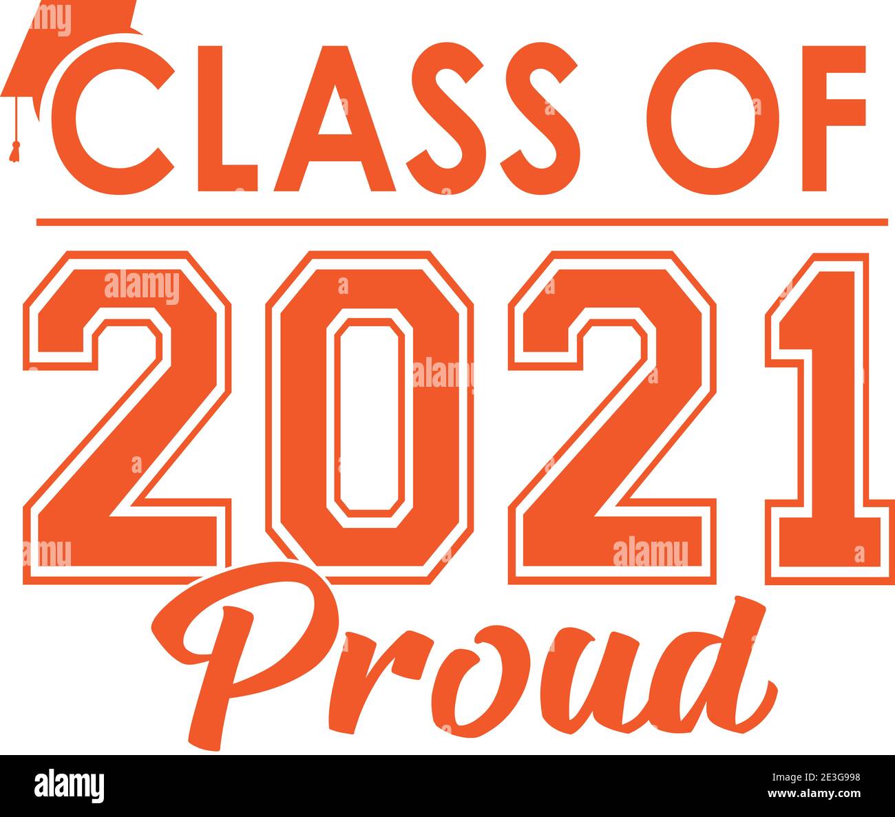 Classe de graduation 2021 Graphic Orange Banque D'Images