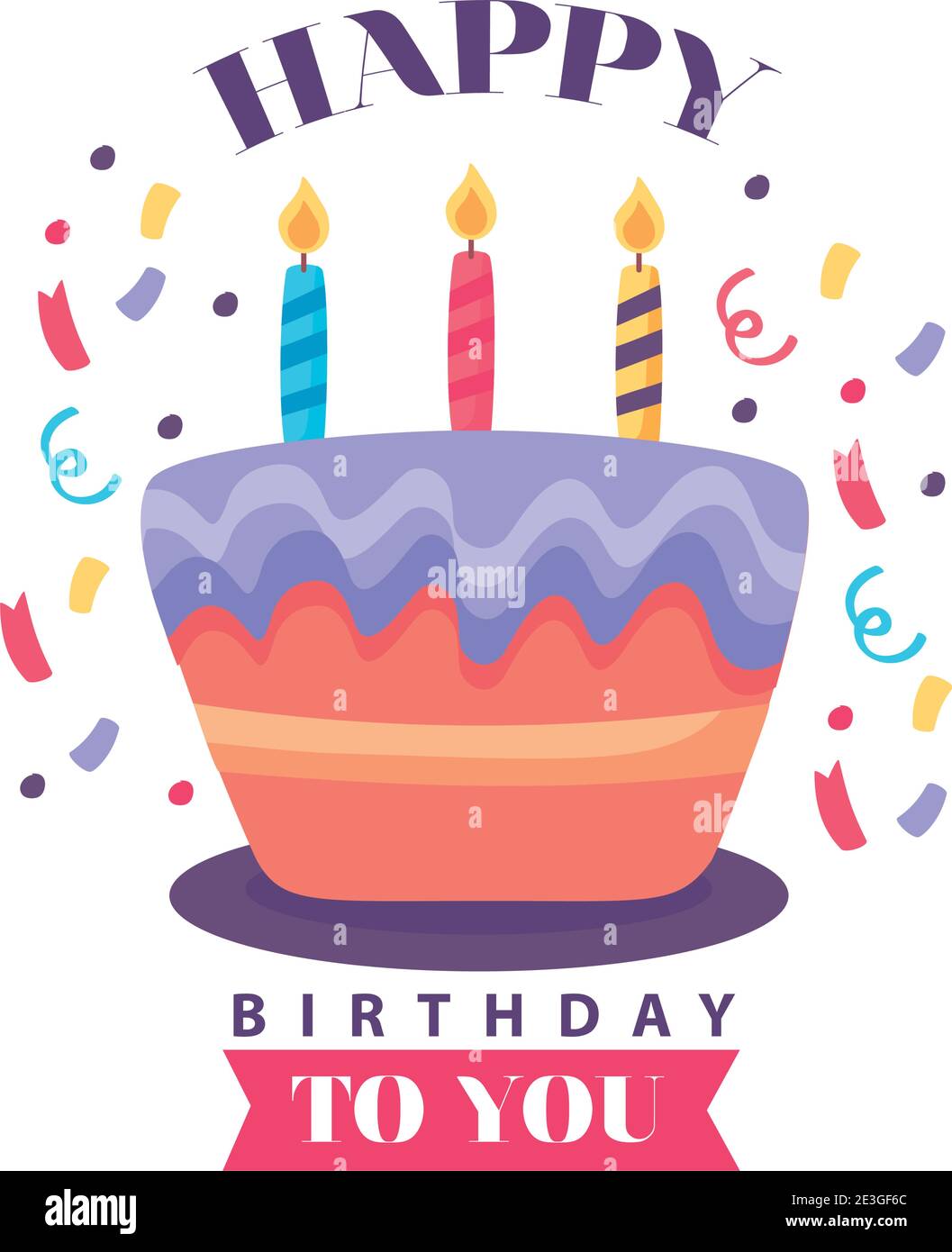 badge d'anniversaire heureux et gâteau délicieux avec illustration de vecteur de bougies conception Illustration de Vecteur