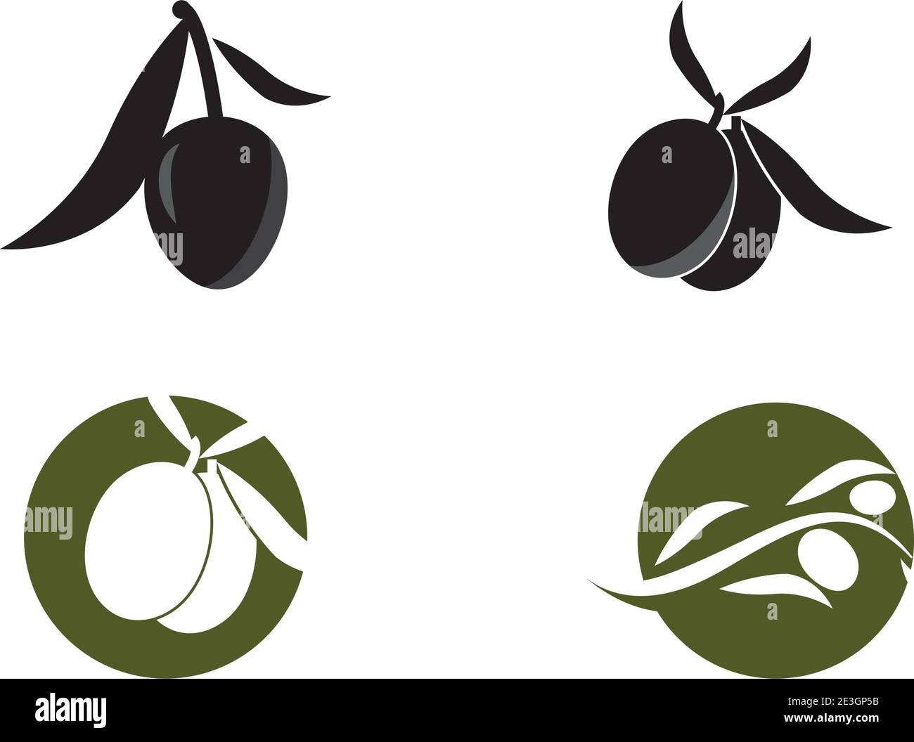 Définir le modèle de conception d'illustration vectorielle d'icône olive Illustration de Vecteur