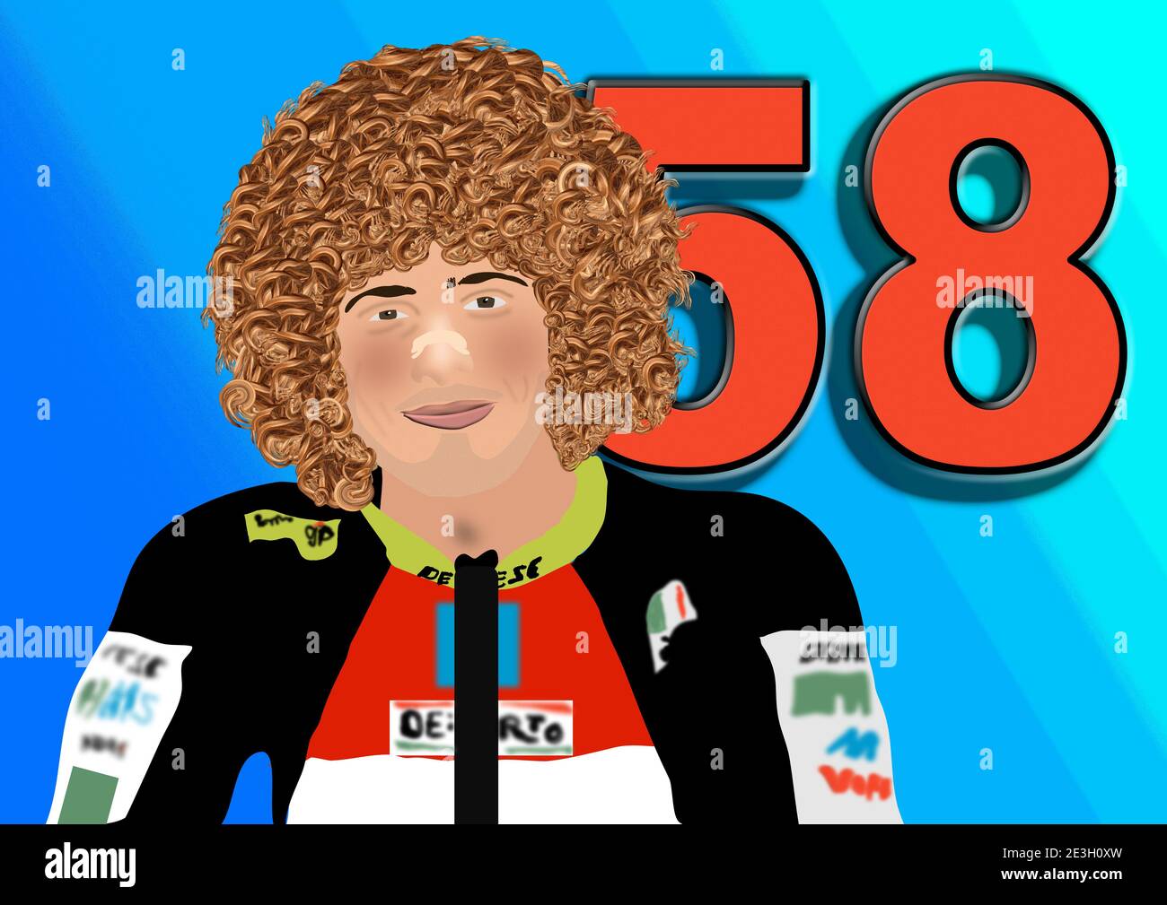 Illustration de Marco Simoncelli. Banque D'Images