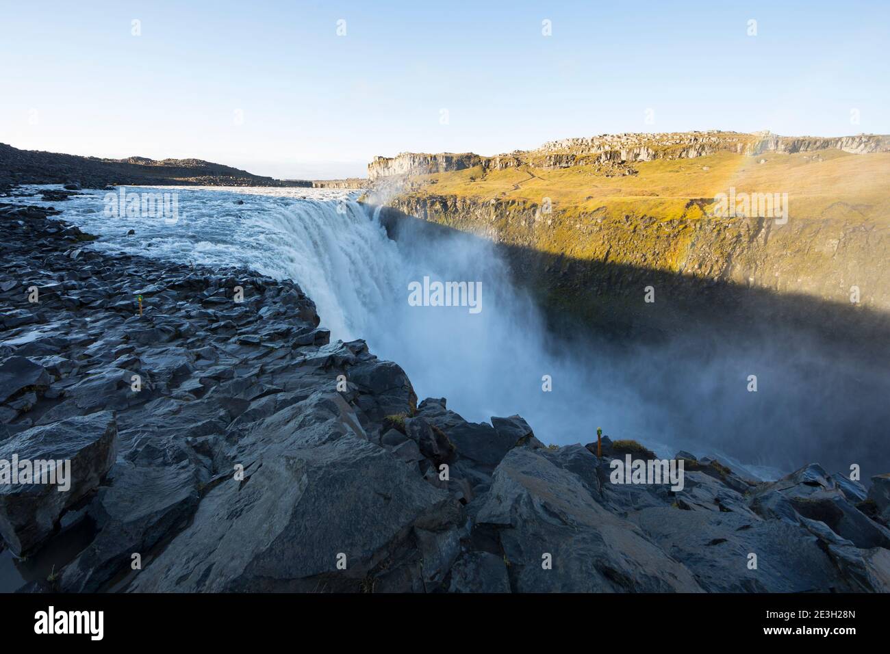 Destifoss, Île Wasserfall auf, Wasserfall des Flusses Jökulsá á á Fjöllum Gletscherfluß, Gletscherfluss, Jökulsárgljúfur-Nationalpark, Schlucht Jökul Banque D'Images